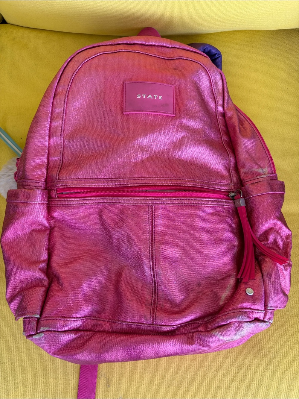 STATE Metallic Pink Backpack with Front Zip Pocket